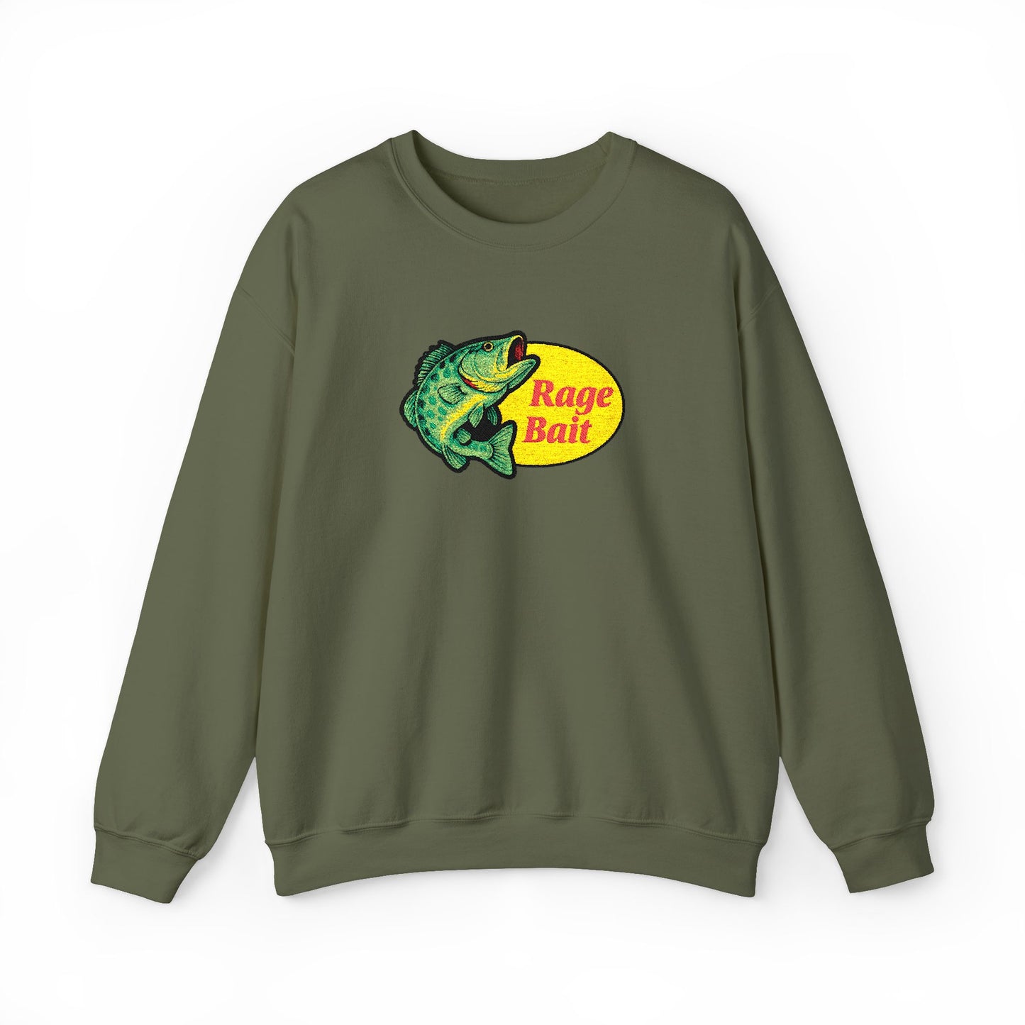 Fishing Sweatshirt — "Rage Bait" Bass Graphic Crewneck