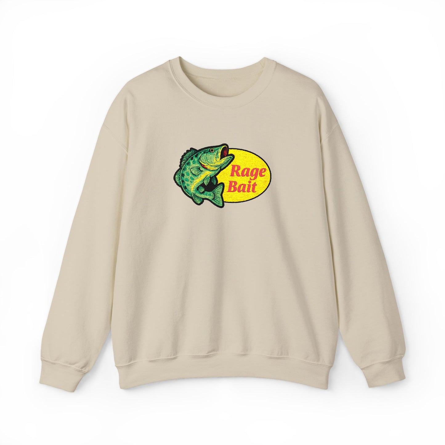 Fishing Sweatshirt — "Rage Bait" Bass Graphic Crewneck