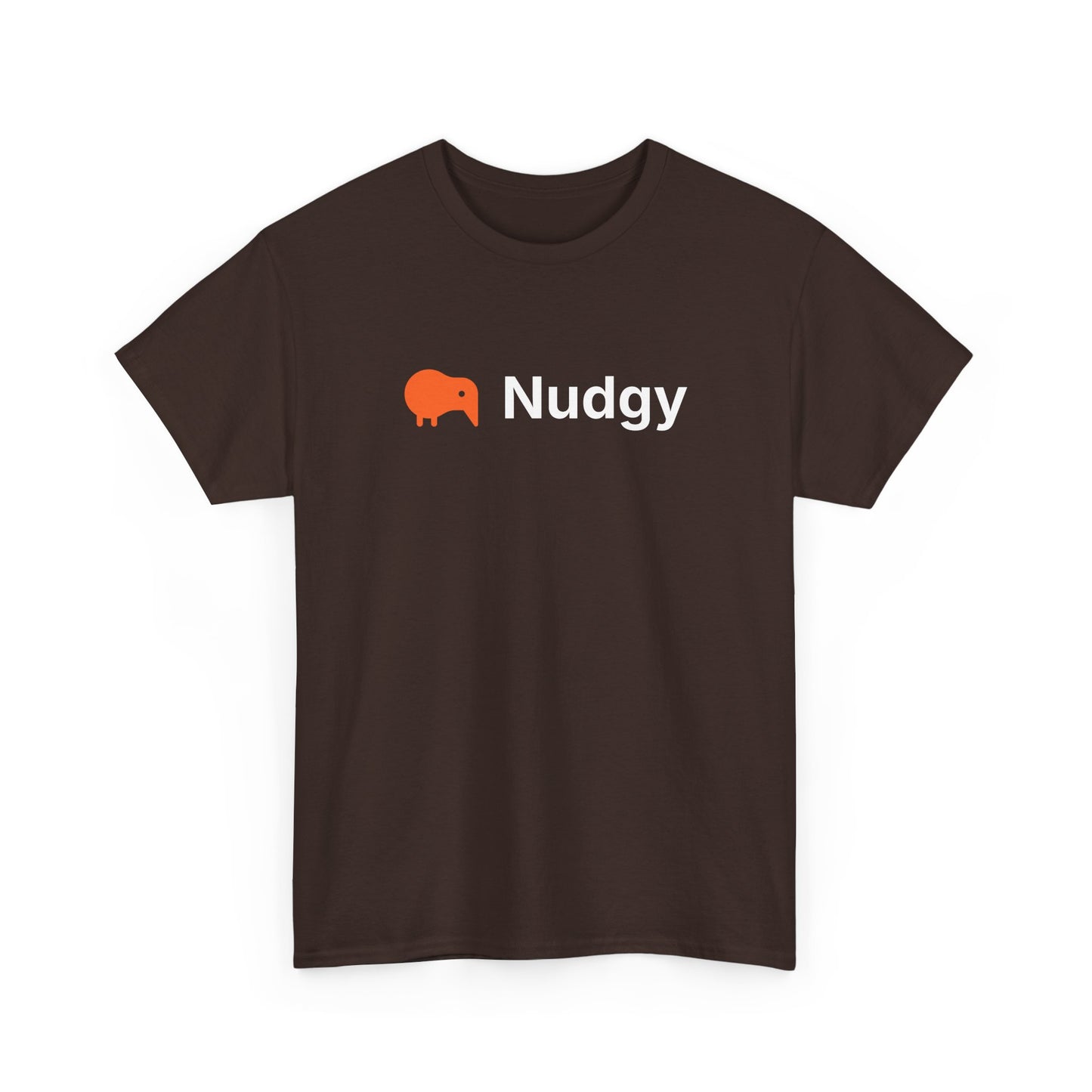 Nudgy Logo T‑Shirt — Minimalist Orange Elephant Graphic Tee