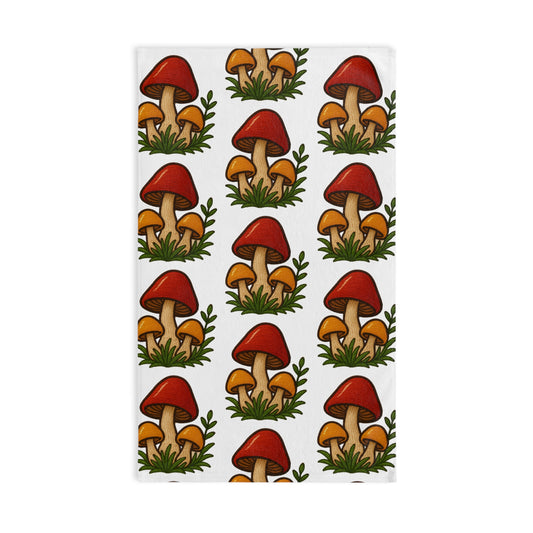 Mushroom Pattern Hand Towel — Red Toadstool Kitchen & Bathroom Linen