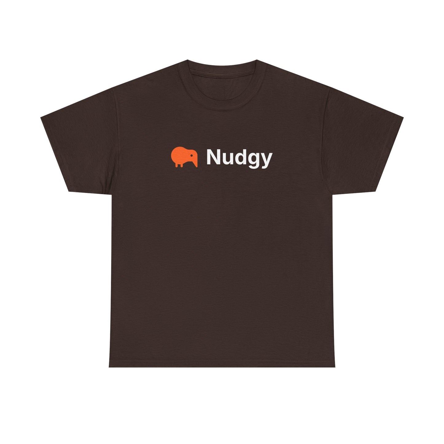 Nudgy Logo T‑Shirt — Minimalist Orange Elephant Graphic Tee