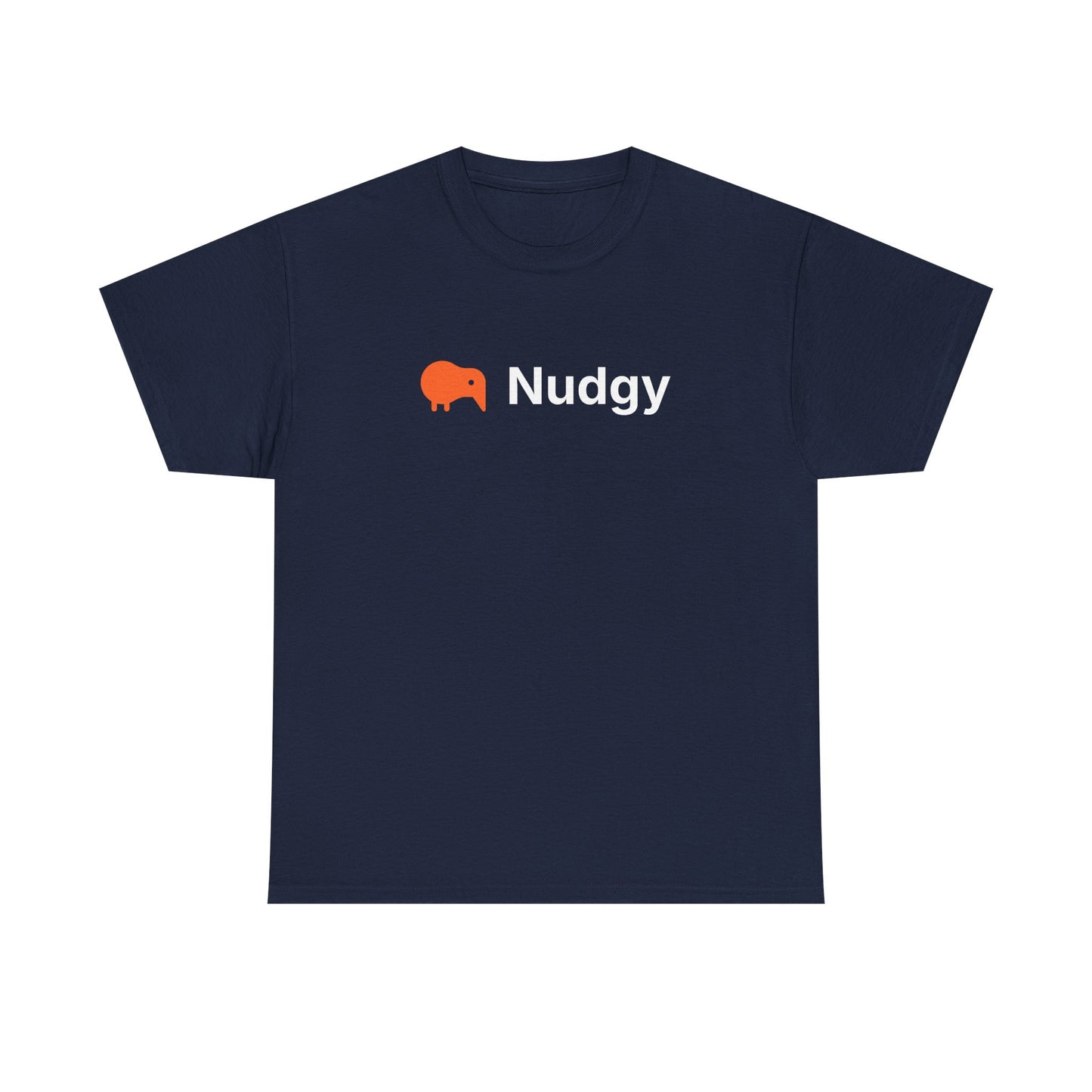 Nudgy Logo T‑Shirt — Minimalist Orange Elephant Graphic Tee