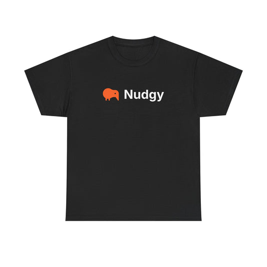 Nudgy Logo T‑Shirt — Minimalist Orange Elephant Graphic Tee